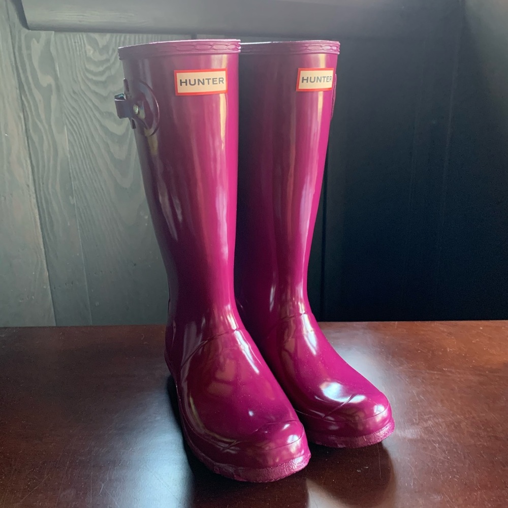 Hunter tall boots violet US 6, UK 4, 37
